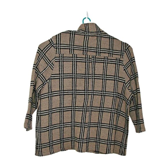 Serengeti Womens 2X Wool Jacket Shacket Sweater Tan Black Plaid Button Up Pocket - Picture 3 of 11